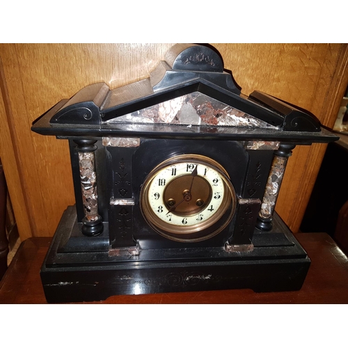 790 - A late 19th early 20th Century Slate and Marble Mantel Clock.