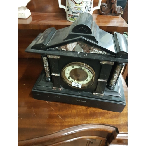 790 - A late 19th early 20th Century Slate and Marble Mantel Clock.