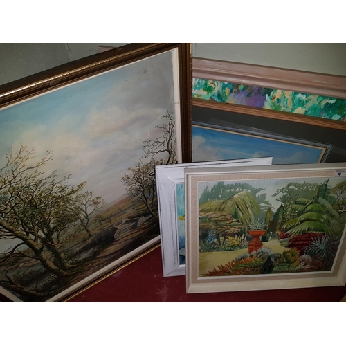 76 - Three Still Life Oil Paintings, an early 20th Century Oil on Board of a country scene with a bridge ... 