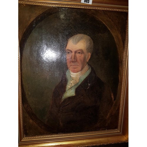 39 - 19th Century Oil on Canvas of a Gentleman, indistinct script verso 'John Barnes, likeness taken 1883... 