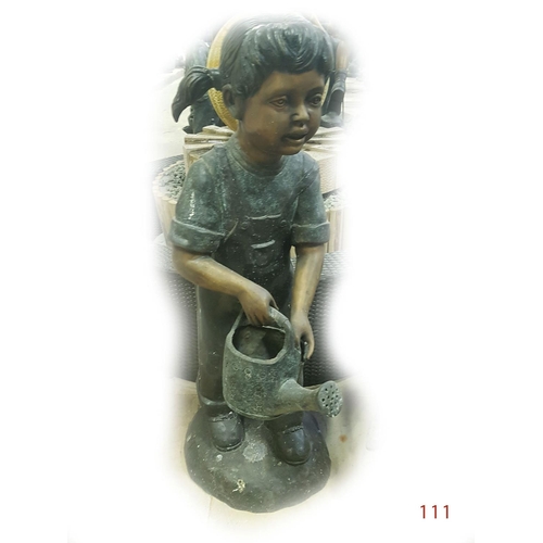 111 - A Bronze Statue of a Girl with watering can.
Height: 90cm