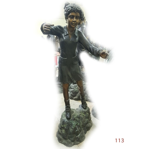 113 - A Bronze Statue of a Girl Dancing on rock.

Height: 173cm