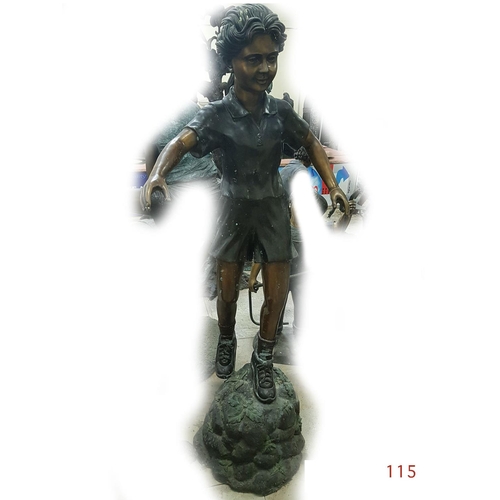 115 - A bronze statue of a girl standing on a rock.

Height: 90cm