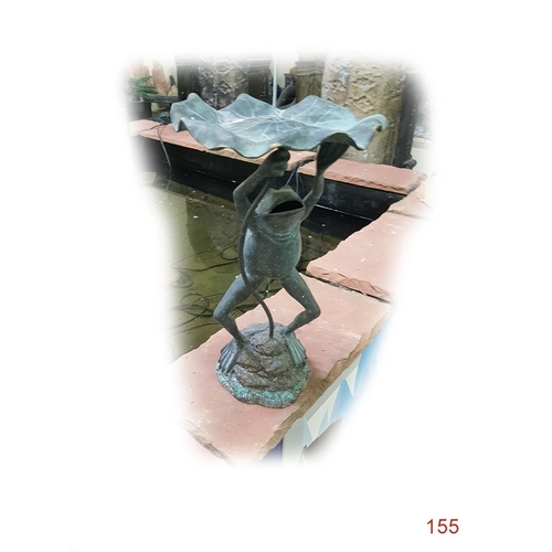 155 - A bronze figure of a Frog holding a lily.
Height: 55cm