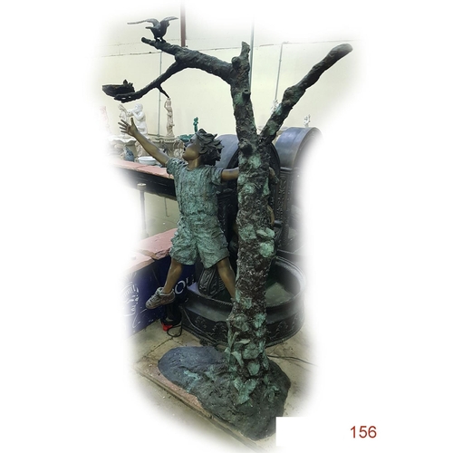 156 - A bronze figure of a child playing on a tree.

Height: 186cm
Width: 131cm