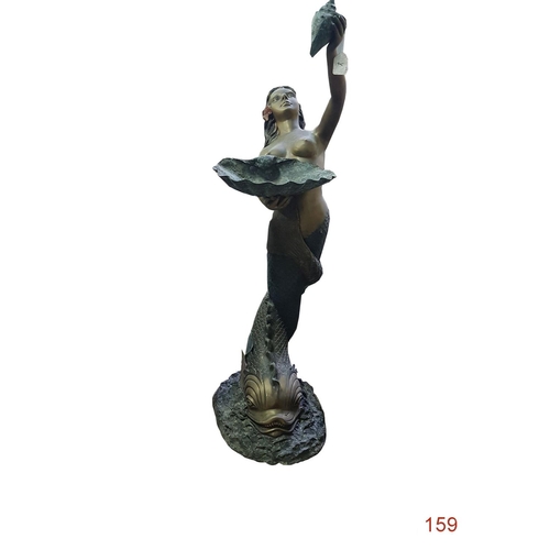 159 - A bronze figure of a Mermaid holding a shell.

Height: 180cm