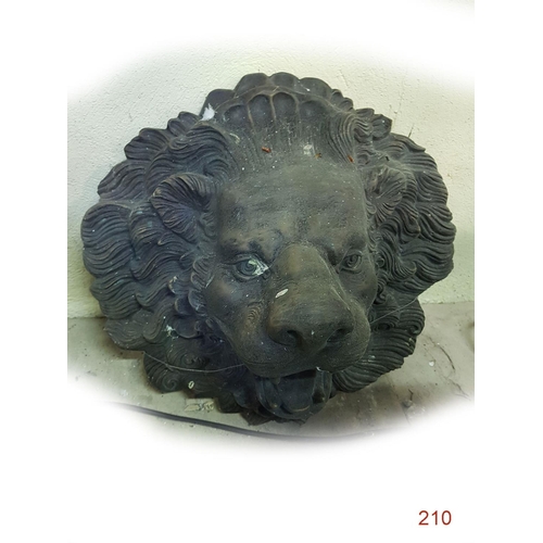 210 - A bronze wall ornament of a lions head.
Diameter: 44cm
Height: 18cm