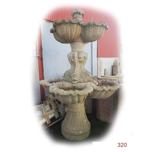 320 - A Sandstone Water Fountain.
Height: 260cm