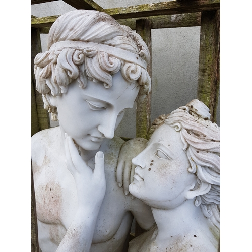 23 - Large Marble Statue of adam and eve. As new. RRP  2,500e.
Height: 177cm