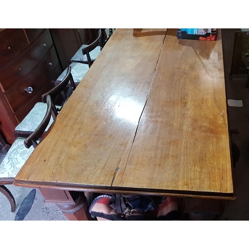 26 - Two 19th Century Counter Tops approx. 8' long made into a large Kitchen Table with extremely heavy l... 