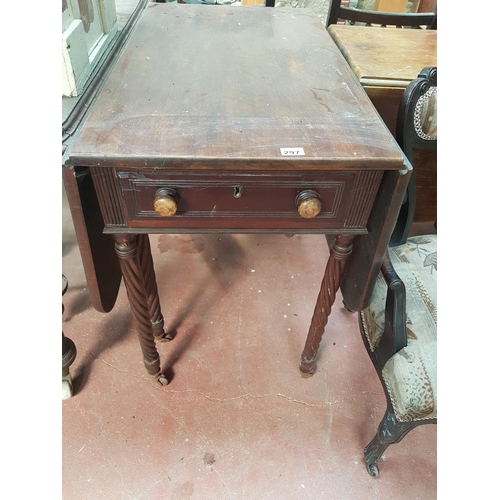 297 - A very early 19th Century Dropleaf Table with single drawer and reeded frieze on twisted supports.