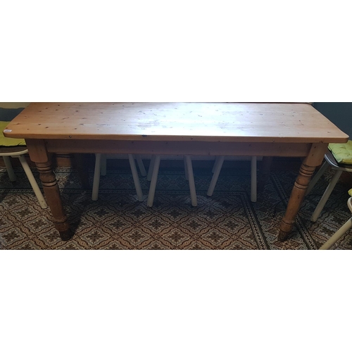 401 - A large Pine Kitchen Table. L 183 x W 86cm.