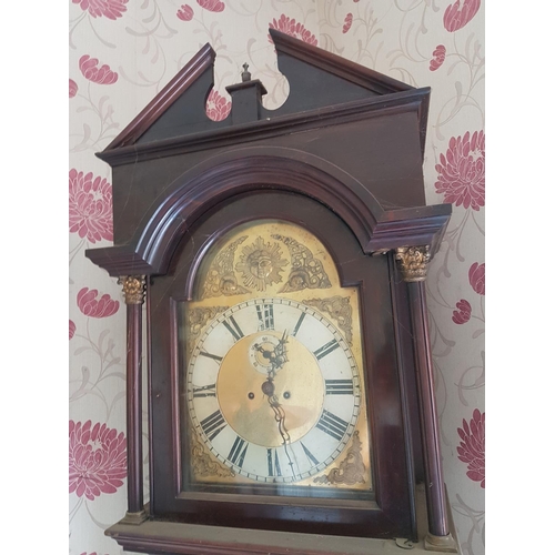 453 - A superb early 19th Century Mahogany Brass dial Longcase Clock. Probably Irish. With fluted columns ... 