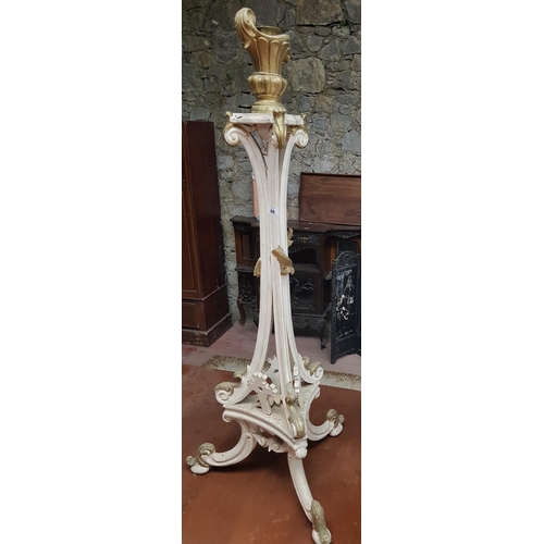 66 - A 19th Century Timber and Painted Candle Holder Stand.