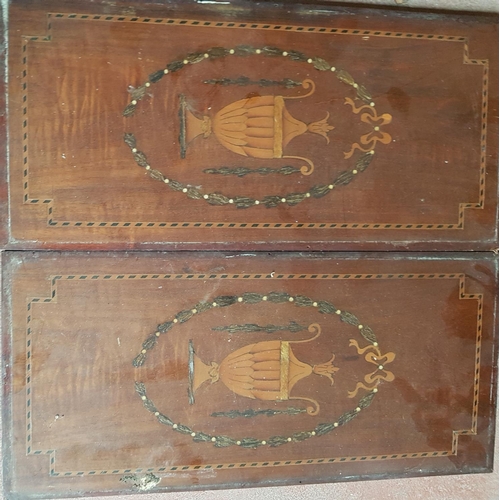 98 - A Modern Clock in a Cabinet along with a pair of Edwardian Mahogany Panels.