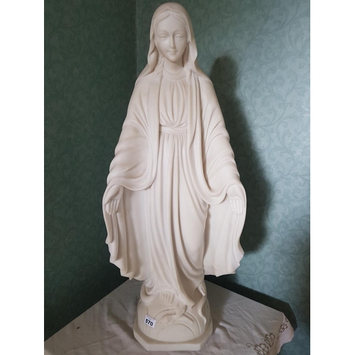 570 - A really good Parian Figure of The Madonna. H 83cm.