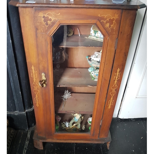 598 - An Edwardian Walnut Inlaid glazed single door Cabinet.