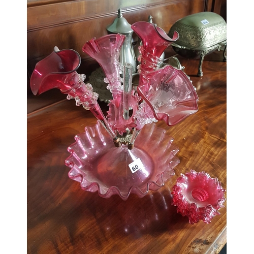 605 - A part of a Cranberry Glass Epergne.