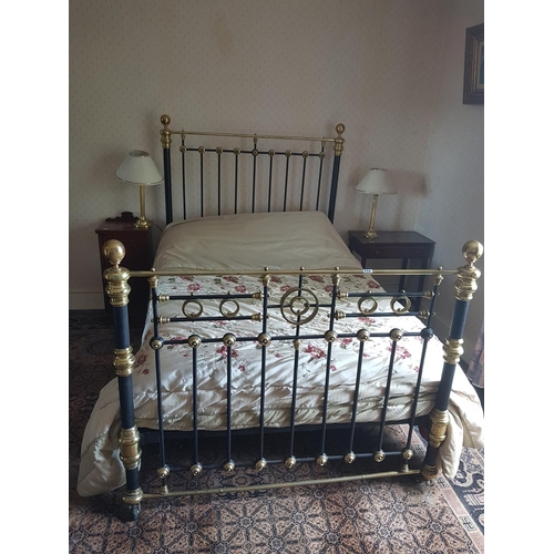 654 - A good 19th Century Brass and Iron Double Bed. W 137cm.