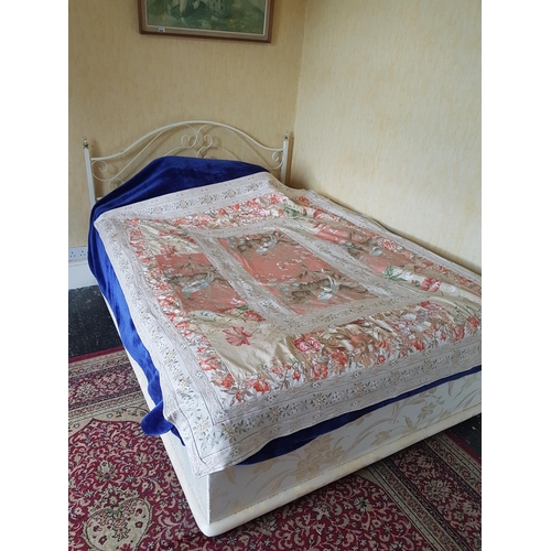 661 - A small Divan Double Bed and Headboard along with a pine side table and lamp.