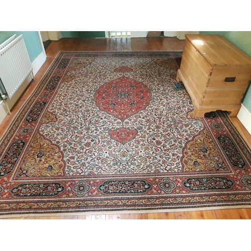 705a - A fantastic Cream ground Rug with allover decoration and multi borders. 366 x 276cm.