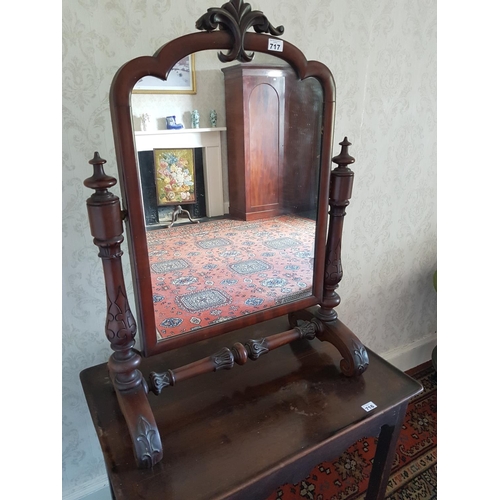 717 - A really good Victorian Mahogany Crutch Mirror.