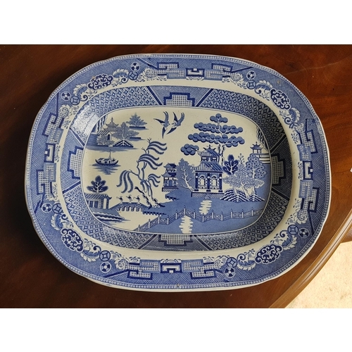 558h - A 19th Century Blue and White Meat Platter.