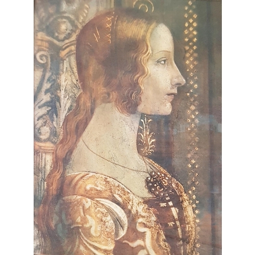 626 - An unusual early Watercolour of a Female in period dress in an original timber frame. 27 x 38cm.