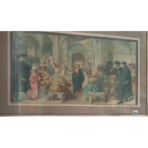 442 - A good 19th Century Watercolour of Jesus in the Temple. H 44 x W 79cm