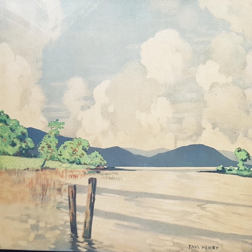 556 - A very early Paul Henry Print with the Cambridge Gallery Fine Art Label verso. 55 x 55cm.