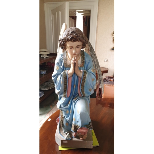 566 - A fantastic pair of 19th Century hand painted Timber Statues of Angels. H 90cm.