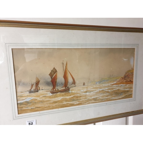 52 - A 19th Century Watercolour by F Mortimer. Highlighted in white. 69 x 42cm.