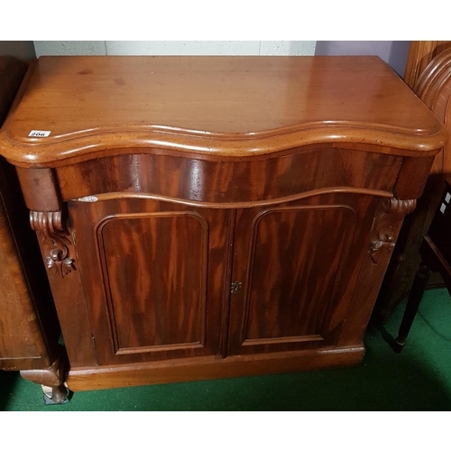 206 - A 19th Century Serpentine fronted two door Side Cabinet. H86cm X W90cm approx.