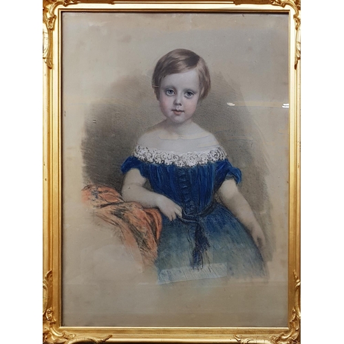 511 - A lovely pair of 19th Century Pastels of Children. Indistinctly signed LL on one and dated 1852. In ... 