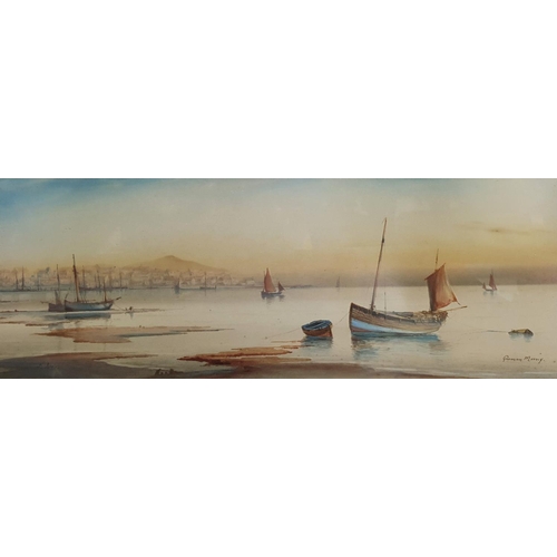 614 - A good pair of 19th Century Watercolours of Estuary scenes by Garman Morris. Signed LR. 65 x 31cm.