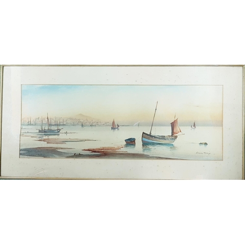 614 - A good pair of 19th Century Watercolours of Estuary scenes by Garman Morris. Signed LR. 65 x 31cm.