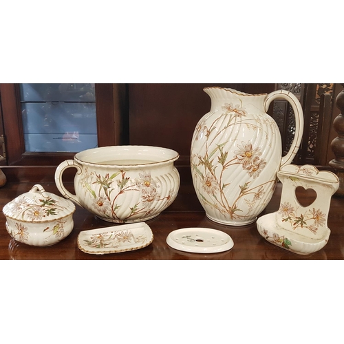 656 - A 19th Century Wash Bowl set, a blue and white charger and other items.