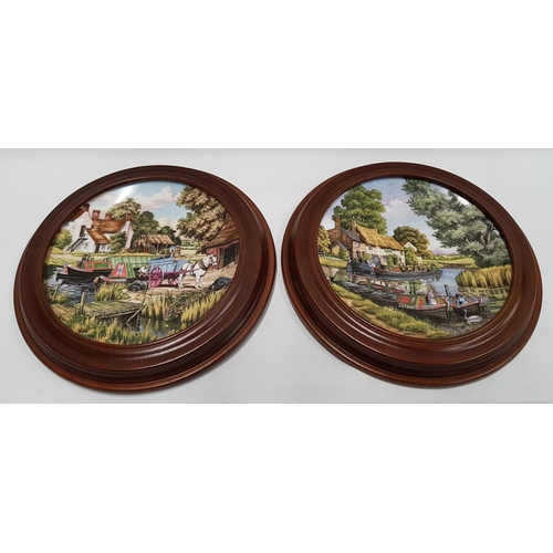 791 - A set of eight Royal Worcester Collectors Plates on Canals, all framed.