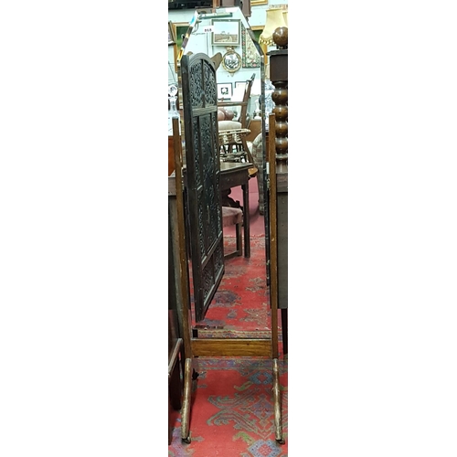 868 - An early 20th Century Mahogany Cheval Mirror with bevelled glass. H153xW36cm.