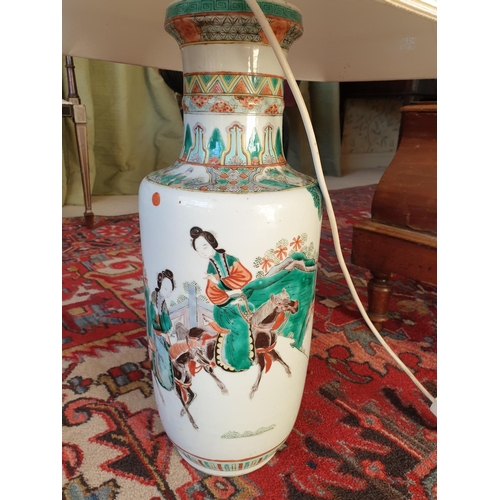 885 - A very fine Oriental Vase converted to a Lamp with no damage to vase.