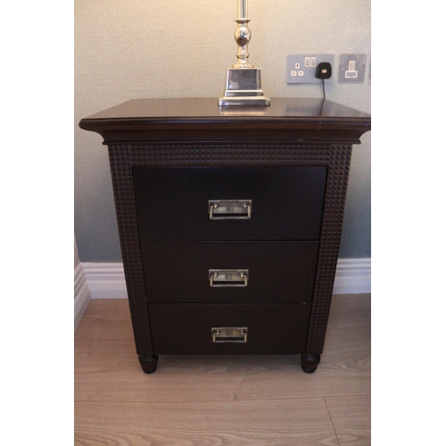 116 - A dark stained bedside Cabinet / Locker 600w x 400d x 700h.