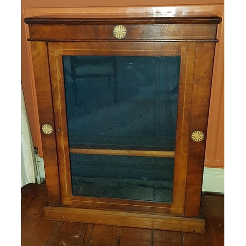 332 - A 19th Century Walnut Inlaid single door Side Cabinet. 75 x H97cm.