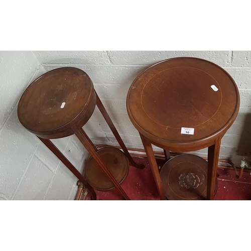 10 - A pair of Edwardian Mahogany and Inlaid Torchere.