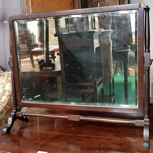 109 - A Mahogany Crutch Mirror. H50cm X W59cm along with a Georgian Side Table.