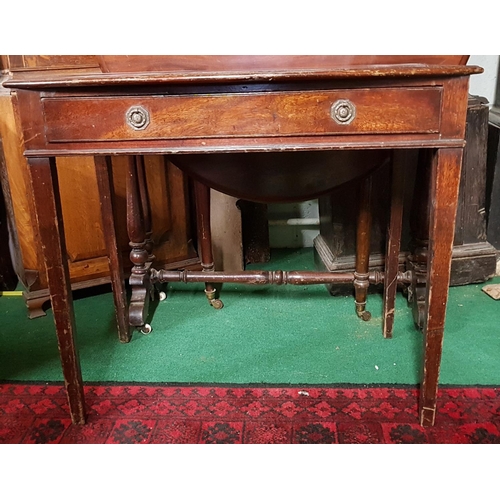 109 - A Mahogany Crutch Mirror. H50cm X W59cm along with a Georgian Side Table.