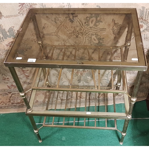 118 - Two Retro Brass Occasional Tables with glass tops.