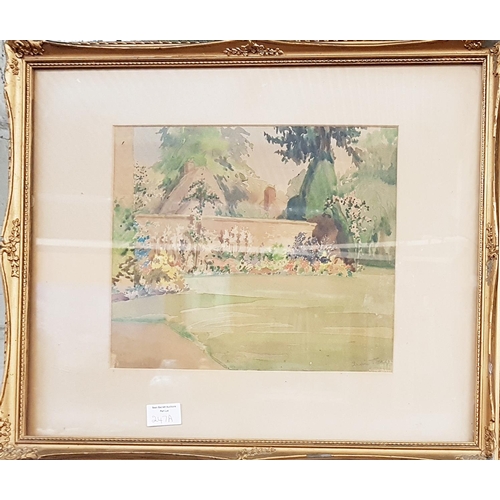 247a - An early 20th Century Watercolour of a Garden scene with flowers in full bloom. Signed indistinctly ... 