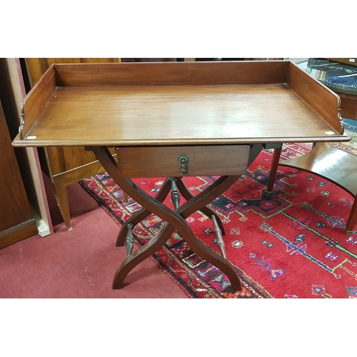 330 - A good Mahogany Butlers Tray on stand.