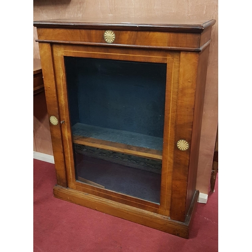 332 - A 19th Century Walnut Inlaid single door Side Cabinet. 75 x H97cm.