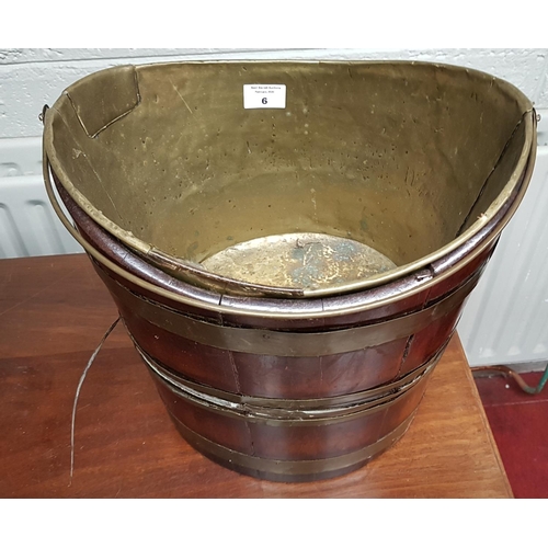 6 - A 19th Century Brass bound Oyster Bucket.Size H 34 X W 30 cms.